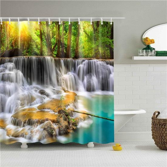 Waterfall Mornings Fabric Shower Curtain - Shower Curtain Emporium