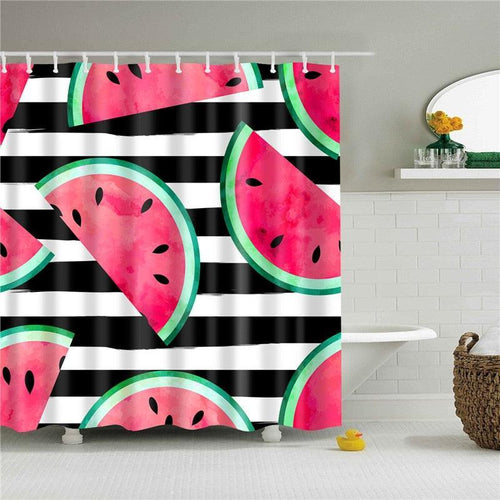 Watermelon Stripes Fabric Shower Curtain - Shower Curtain Emporium