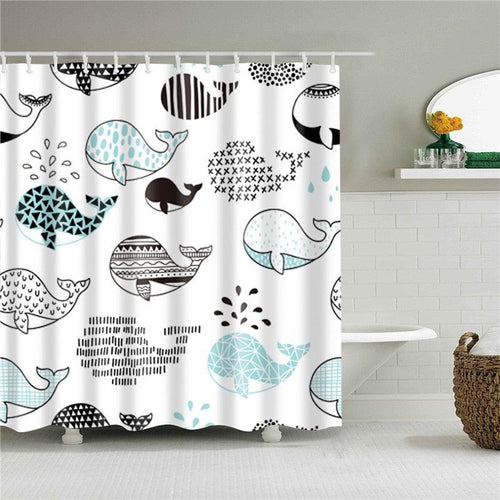 Whale Art Fabric Shower Curtain - Shower Curtain Emporium