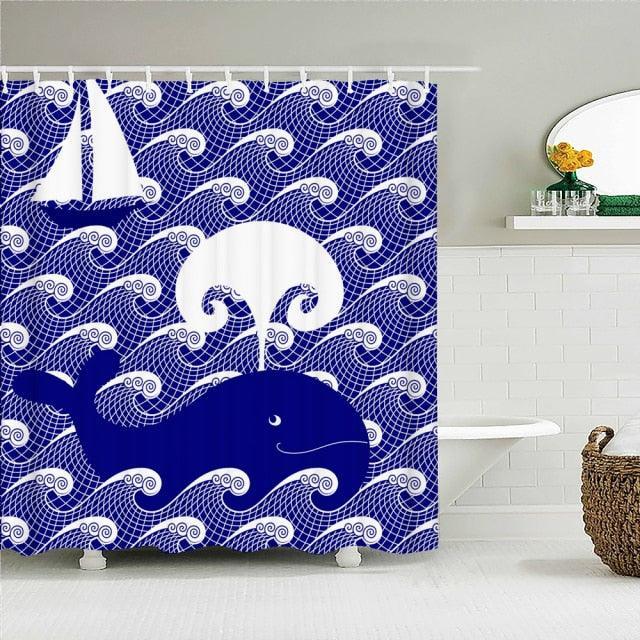 Whale Sail Fabric Shower Curtain - Shower Curtain Emporium