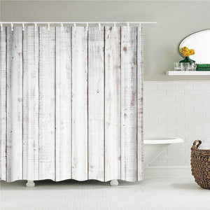 White Washed Wood Fabric Shower Curtain - Shower Curtain Emporium