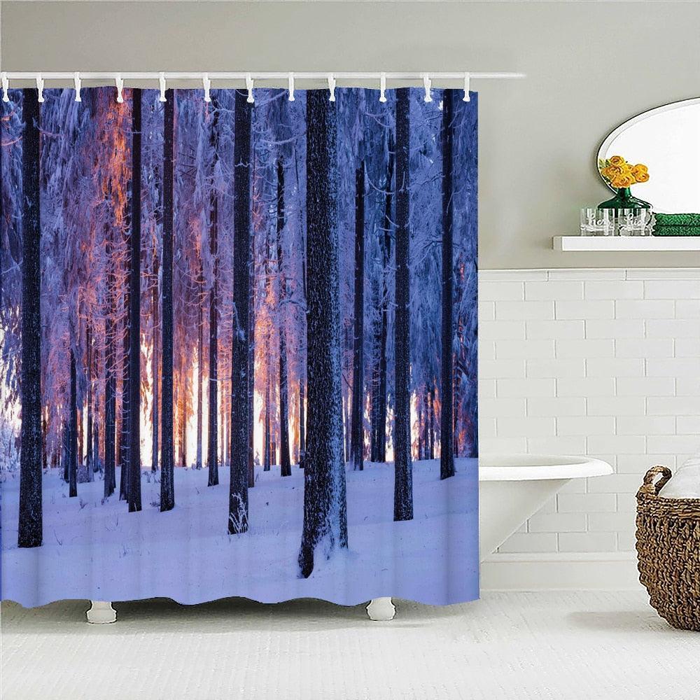 Winter Forest Wonderland Fabric Shower Curtain - Shower Curtain Emporium