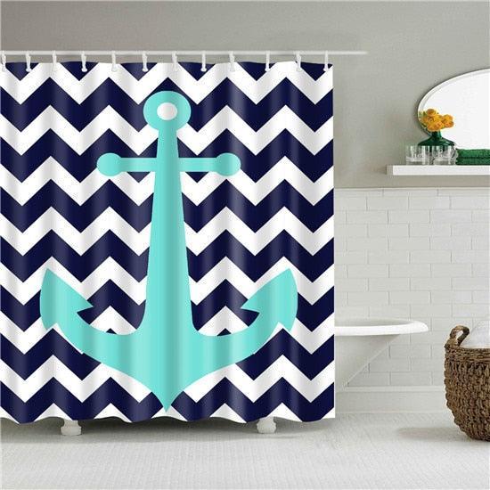 Zigzag Anchor Fabric Shower Curtain - Shower Curtain Emporium