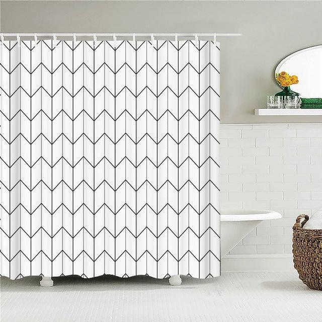Zigzag Break Lines Fabric Shower Curtain - Shower Curtain Emporium